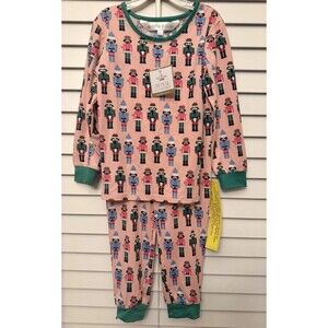 The Royal Standard 3T 2 Pc Nutcracker Pajama Set Pink/Green Christmas Holiday